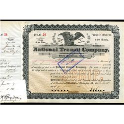 National Transit Co. 1897 Issue Stock Signed by H M Flagler, Cosigner on Standard Oil Certificates.