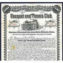 Racquet and Tennis Club 1890 Issued Bond.