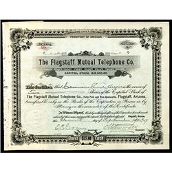 Flagstaff Mutual Telephone Co., 1907, 2 Shares I/U Stock Certificate.