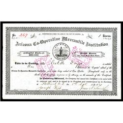 Arizona Co-Operative Mercantile Institute, 1889, 1 I/C Stock. Mormon related certificate.