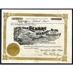 Eckert Gold Mining and Milling Company, 1904 Issued Cripple Creek Stock Certificate.