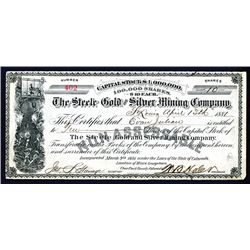 Steele Gold and Silver Mining Company, 1881 Stock Certificate.