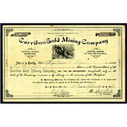 Carriboo Gold Mining Co., 1887, 500 Shs. I/U Stock.