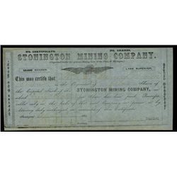 Stonington Mining Co. Issued Stock.