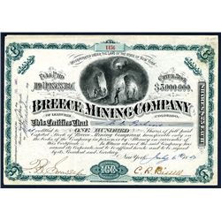 Breece Mining Co. 1880 Issue Stock.