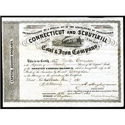 Connecticut and Schuylkill Coal  & Iron Company, 1861 Issued Stock.