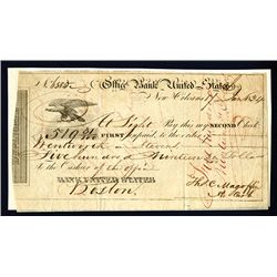 Office Bank United States, 1834 "New Orleans" Branch Check.