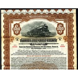 Florida East Coast Railway Co., 1924, $500 Specimen Bond.