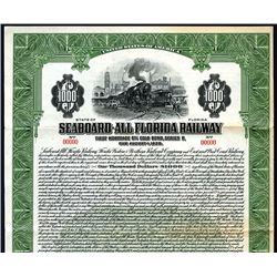 Seaboard-All Florida Railway, 1926, $1000 Specimen Bond.