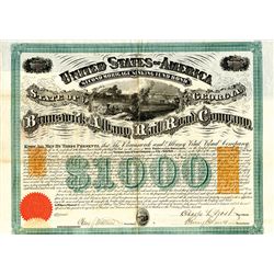 Brunswick and Albany Railroad Co., 1869, $1000 Issued Bond.