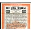 Image 1 : Iowa Central Railway Co., 1909, $1000 Specimen Bond.