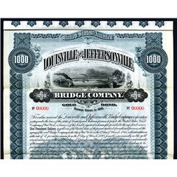 Louisville and Jeffersonville Bridge Co., 1895, $1000 Specimen Bond.