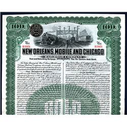 New Orleans, Mobile and Chicago Railroad Co., 1909, $100 I/U Bond.
