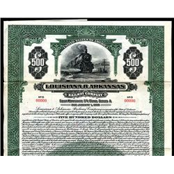 Louisiana & Arkansas Railway Co., 1929, $500 Specimen Bond.