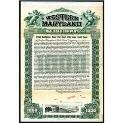 Western Maryland Railroad Co., 1902, $1000 Specimen Bond.