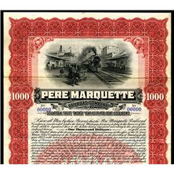 Pere Marquette Railroad Co., 1903, $1000 Specimen Bond.