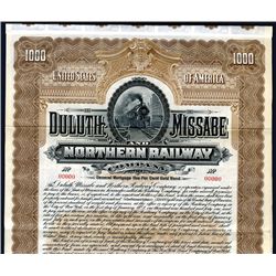 Duluth, Missabe and Northern Railway Co., 1906, $1000 Specimen Bond.