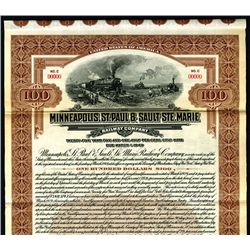 Minneapolis, St.Paul & Sault Ste.Marie Railway Co., 1924, $100 Specimen Bond.