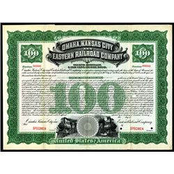 Omaha, Kansas City and Eastern Railroad Co., 1926, $100 Specimen Bond.