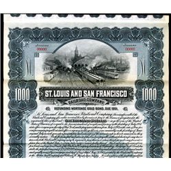 St. Louis and San Francisco Railroad Co., 1901, $1000 Specimen Bond.