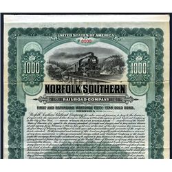 Norfolk Southern Railroad Co., 1911, $1000 Specimen Bond.