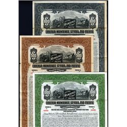 Chicago, Milwaukee, St.Paul and Pacific Railroad Co., 1925, Lot of 3 Specimen Bonds.