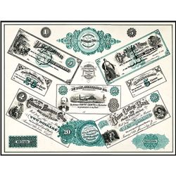Leonhardt & Son, Lithographer Specimen Scrip Note Sheet, (ca.1871-76).