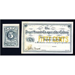 Puget Sound Co-operative Colony, Washington Territorial Fractional ...