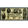 Image 1 : Bank of America, 1852 $2 Obsolete Banknote.