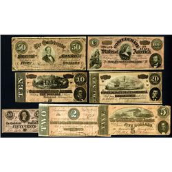 Confederate States of America, 1864 Issue Assortment.