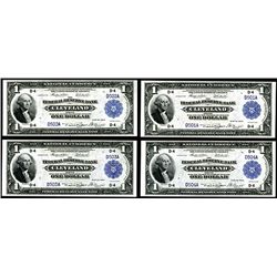 U.S. Federal Reserve Bank Note, $1, Fr#718, Cut Sheet of 4 Consecutive Notes With Low Serial Numbers