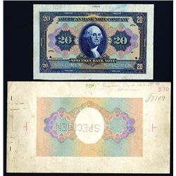 American Bank Note Company, ca.1929  Advertising Banknote With Corresponding Undertint Progress Proo