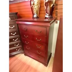 DARK CHERRY TALL CHEST - SECRET DRAWER - NEW