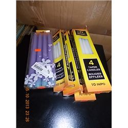 LOT OF TAPERED CANDLES - GLOW BRIGHT & PURPLE