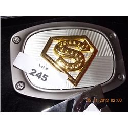BELT BUCKLE - SUPERMAN - GOLD & WHITE