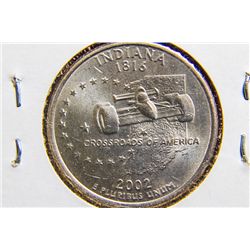 Indiana Coin 2002-P INDIANA STATE QUARTER, DOUBLE DIE REVERSE