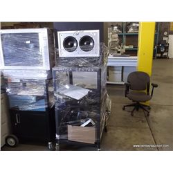 Media Cart with Assorted VCR'S and Speakers