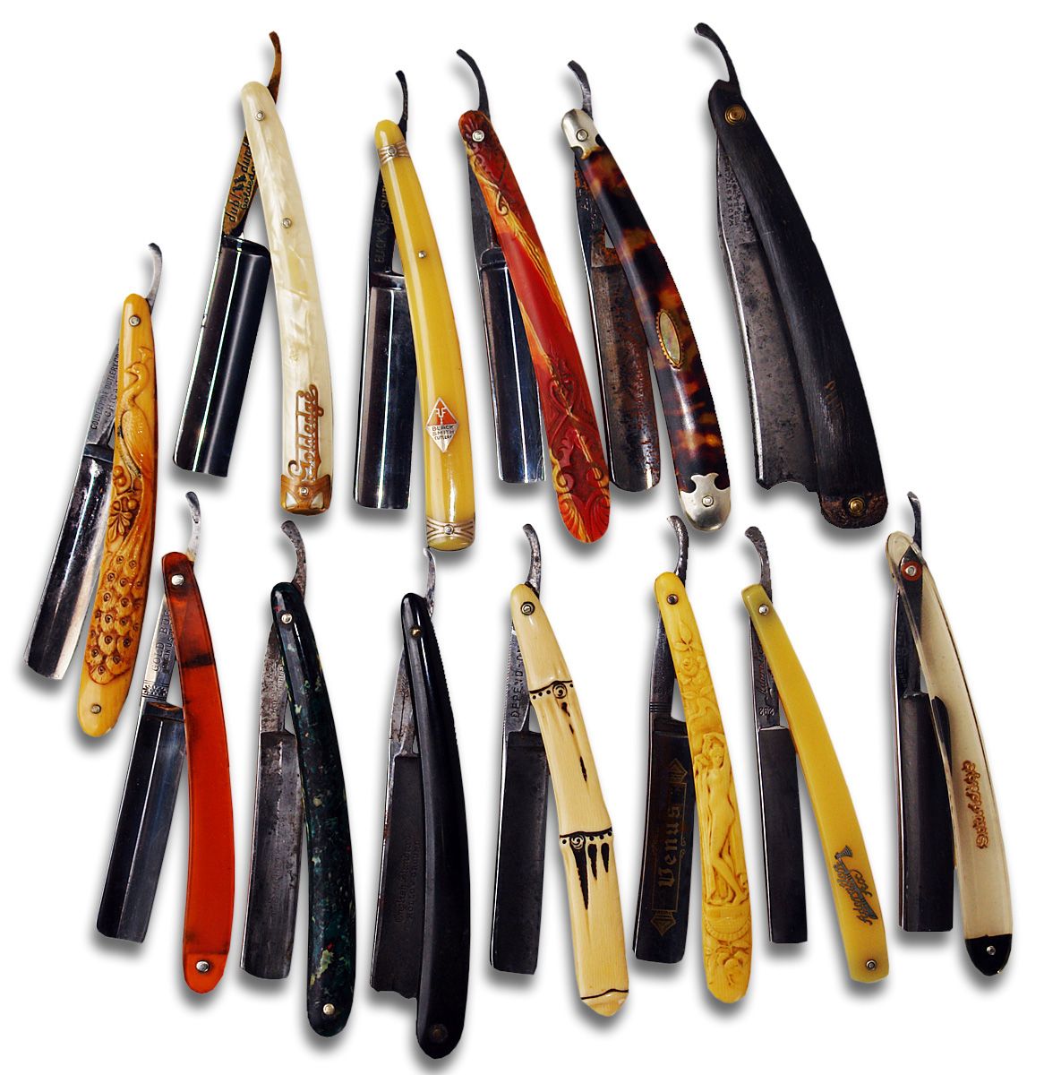 Collection of 13 straight edge razors