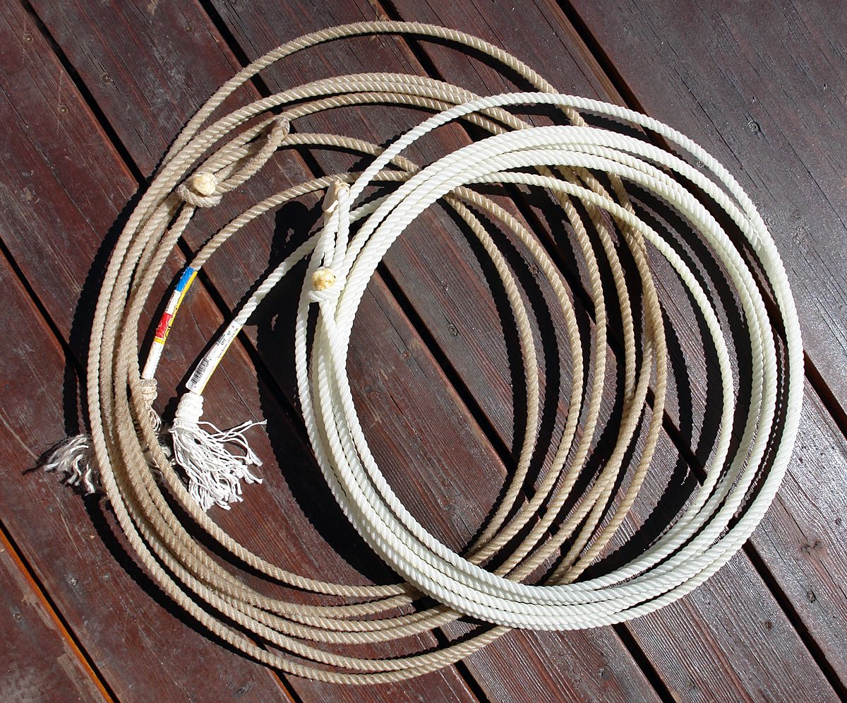 Many items including: 2 Classic Gold nylon ropes, 1 new Cactus rope ...