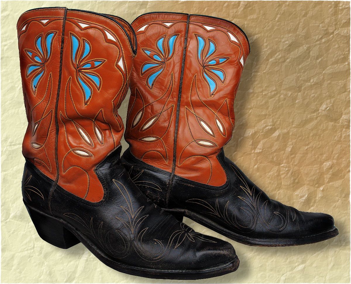 Fancy inlaid men's cowboy boots