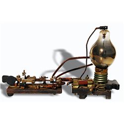 1870's-90's original telegraph keyboard, with original bulb