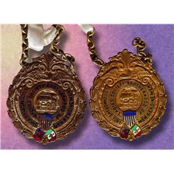 2 Ladies Society Brotherhood of Locomotive firemen & Enginemen fobs