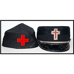 Vintage Salvation Army cap and Red Cross cap cover