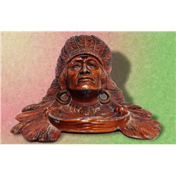 Exceptional cast iron Indian Chief ink well