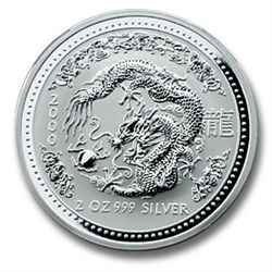 Australian Lunar Silver 2 oz Silver 2000 Dragon