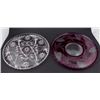 Image 1 : 2 Crystal Round Serving Plates Platters Vintage Colored