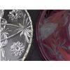 Image 2 : 2 Crystal Round Serving Plates Platters Vintage Colored