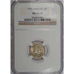 1916 MERCURY DIME NGC MS64 FB LOOKS "65"