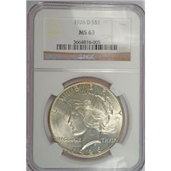 1926-D PEACE DOLLAR NGC MS63 WHITE