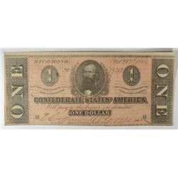 1864 $1 CONFEDERATE STATES OF AMERICA NOTE